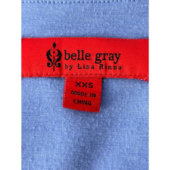 BELLE GRAY by LISA RINNA Women’s Blue Pattern Sheer Top Sz XXS - Picture 7 of 8